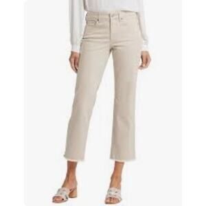 NYDJ Women’s 6 Tan Wide Leg Capri Pants Fray Hem Stretch Lightweight Denim NWT